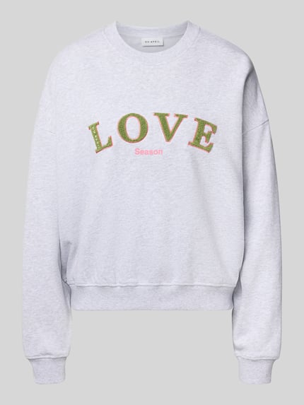 Productfoto, Sweatshirt met Statement-Stitching en ronde hals van OH APRIL, pure katoen, regular fit, lichtgrijs met kleurrijke letters.