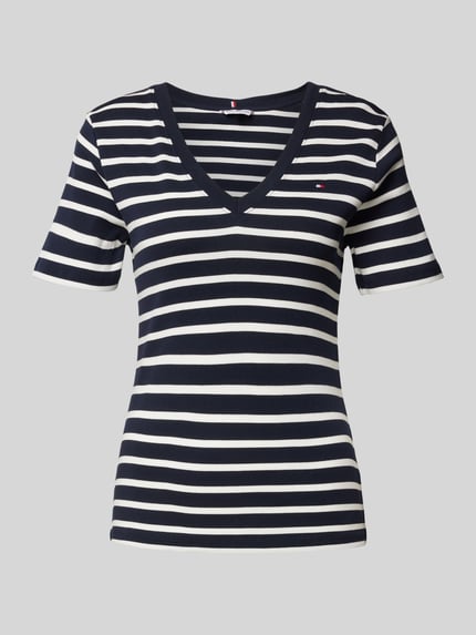 Tommy Hilfiger Slim fit T-shirt met logostitching, model 'CODY' Marineblauw - 2