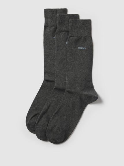 Produktfoto, Socken mit Label-Detail im 3er-Pack von BOSS aus Baumwoll-Mix mit Stretch-Anteil, Unifarbenes-Design, Rippenbündchen, dezent strukturiert