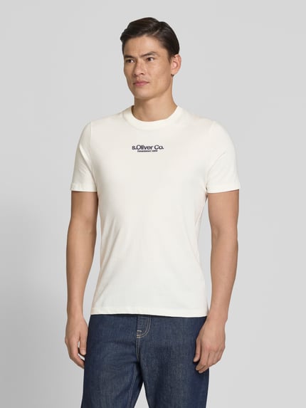s.Oliver RED LABEL męski t-shirt o kroju regular fit z czystej bawełny Biały 4