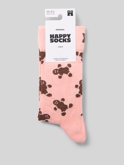Happy Socks Socken aus elastischem Baumwoll-Mix Modell 'Gingerbread Man' Rosa 3