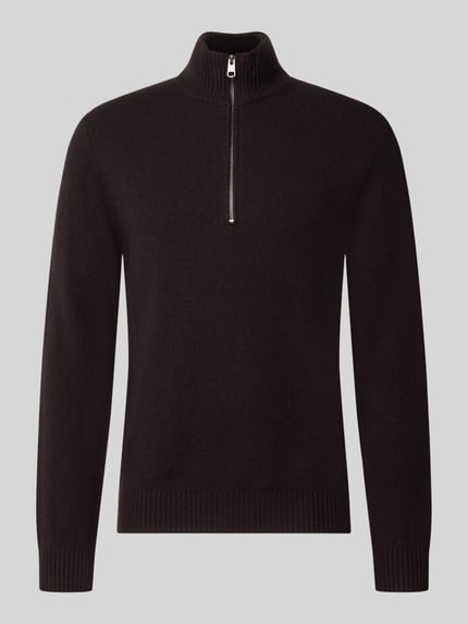 CINQUE Regular Fit Strickpullover mit Troyer-Kragen Dunkelbraun 1