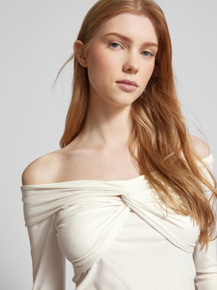 EDITED Shirt met lange mouwen en knoopdetail Ecru - 3