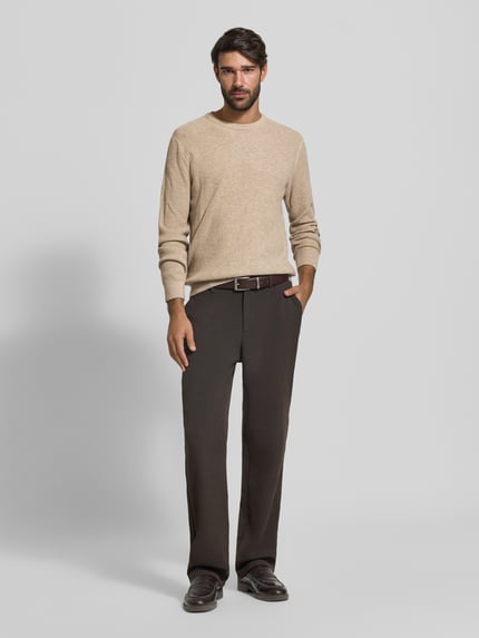 Brax sweter z mieszanki wełny i kaszmiru o kroju regular fit model 'Rick' Jasnobrązowy 1
