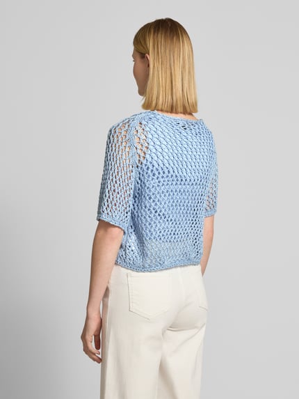monari Strickshirt mit Lochmuster Hellblau 5