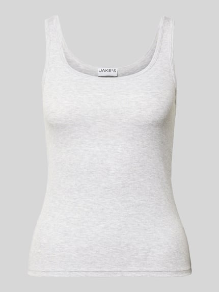 Top z drobnym prążkowaniem i okrągłym dekoltem Shop The Look MANNEQUINE