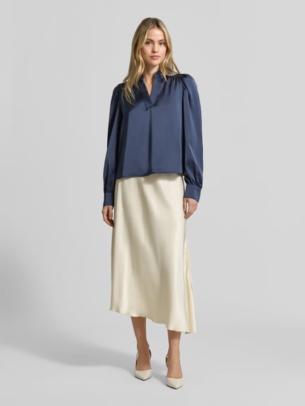 Neo Noir blouse met lange mouwen met stretch model 'Rosslyn' Rookblauw - 1