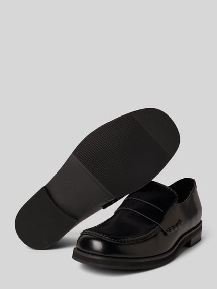 GUESS Loafers van leermix met logo-applicatie, model 'Bart' Zwart - 4