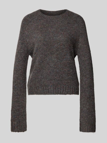 VERO MODA Regular Fit Strickpullover mit Woll-Anteil Modell 'INGRID' Dunkelgrau Melange 2