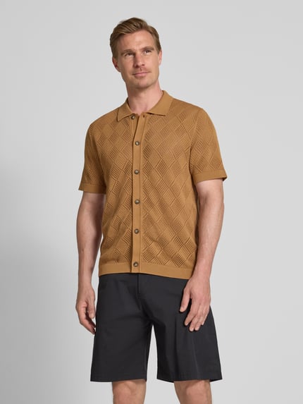 Selected Regular fit gebreide cardigan van puur katoen, model 'ARCO' Messing - 4