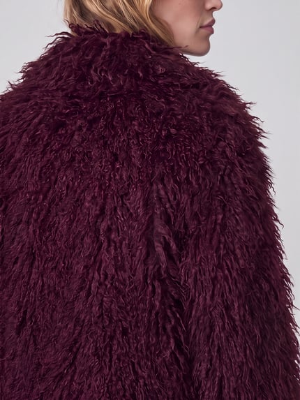 Jake*s Cocktail Webpelzjacke mit voluminöser Strukturoptik Aubergine 3