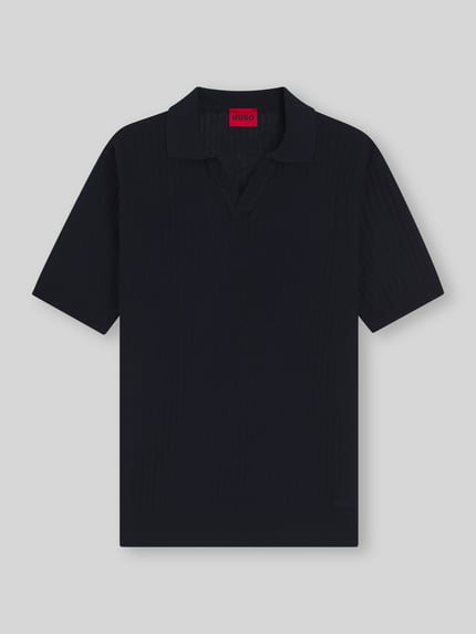 HUGO Regular Fit Poloshirt aus Baumwoll-Leinen-Mix Modell 'SEEMANT' Marine 2