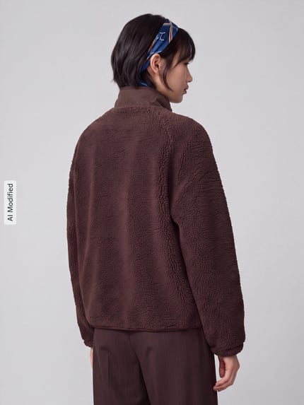 Jake*s Casual Regular Fit Sweatjacke aus Teddyfell Dunkelbraun 5