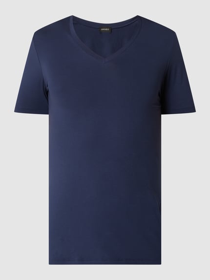 HANRO T-shirt met V-hals Donkerblauw - 1