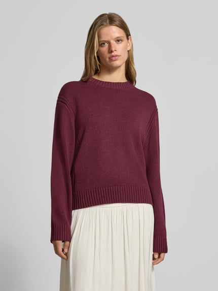 NOISY MAY® Relaxed Fit Pullover aus Baumwoll-Mix in Strick-Optik Pflaume 4