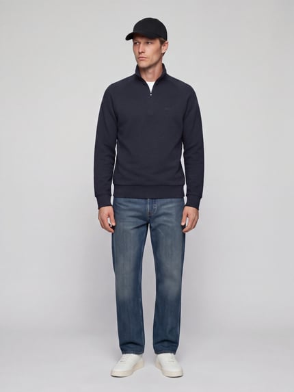BOSS Green Sweatshirt mit Troyerkragen Marine 1