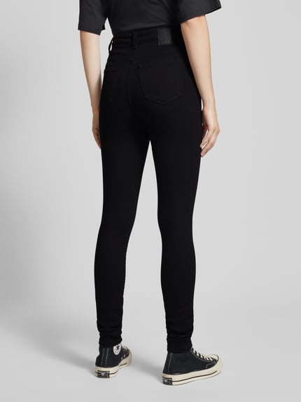 PIECES Skinny Fit High-Waist-Jeans mit Label-Patch Black 5