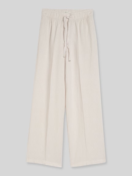 Tom Tailor Wide leg broek van linnen-viscosemix Taupe - 2