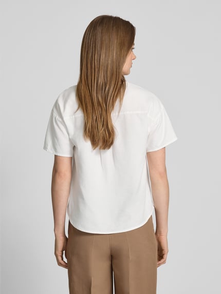 VILA Blusenshirt aus Viskose-Mix mit Leinen-Anteil Modell 'PRISILLA' Weiss 5