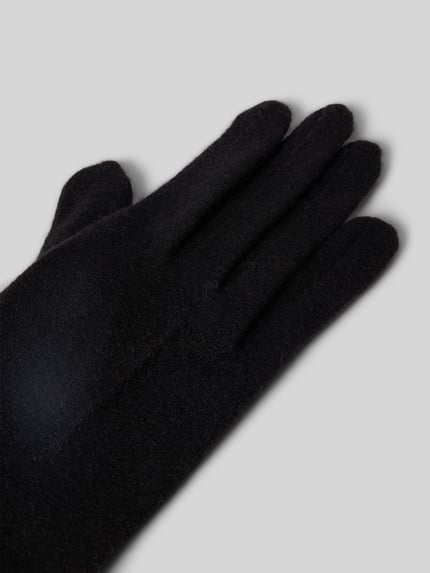 Roeckl Rękawiczki z filcowanej żywej wełny Model „Leather Piping Touch” Czarny 3