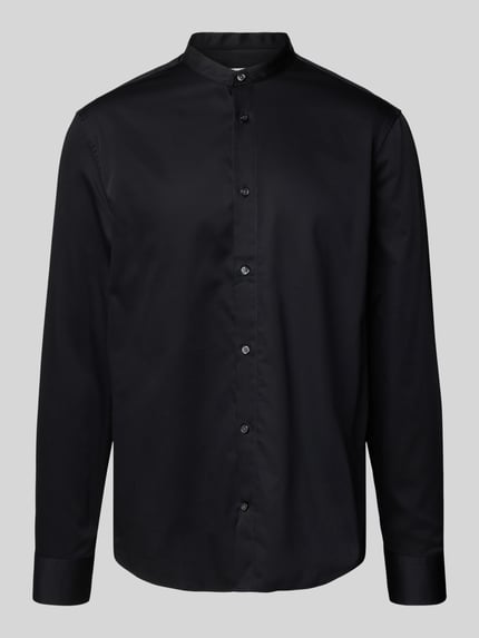 Jake*s Relaxed Fit Business Hemd mit Stehkragen Black 2