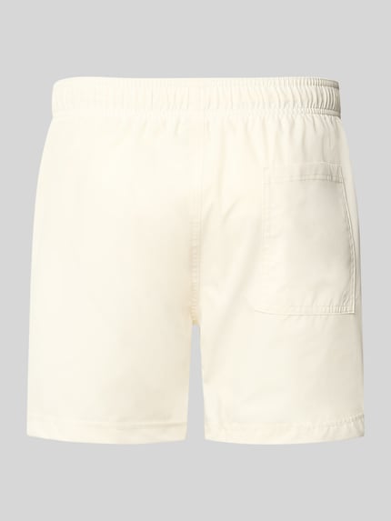 Produktfoto, cremefarbene Badehose mit Label-Stitching Modell 'MAUI' von Jack & Jones, Regular-Fit, elastischer Bund, Tunnelzug, glatte Textur