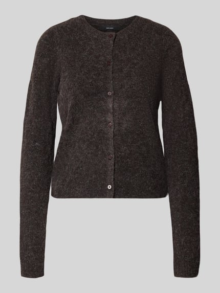 Produktfoto, braune Regular Fit Strickjacke mit einreihiger Knopfleiste Modell 'DOFFY' von VERO MODA, Damen Strickjacke, grobe Textur