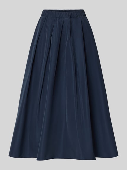 Produktfoto, Midi-Rock mit Baumwoll-Anteil Modell 'FORMICA' von Weekend Max Mara, look: effen, uitlopend model, midilengte, stolpplooi, naadritssluiting, elastische boord, rechte zoom, zij-steekzakken