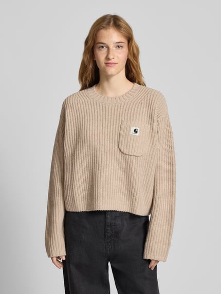 Carhartt Work In Progress Cropped Strickpullover mit Woll-Anteil Modell 'MIRA' Beige 4