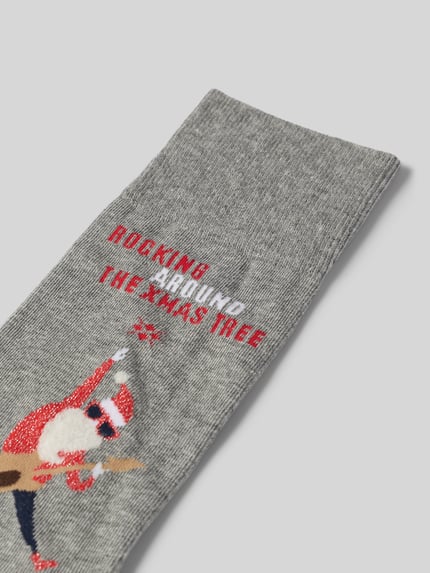 Burlington Socken mit Motiv Modell 'Rocking XMas' Mittelgrau 2