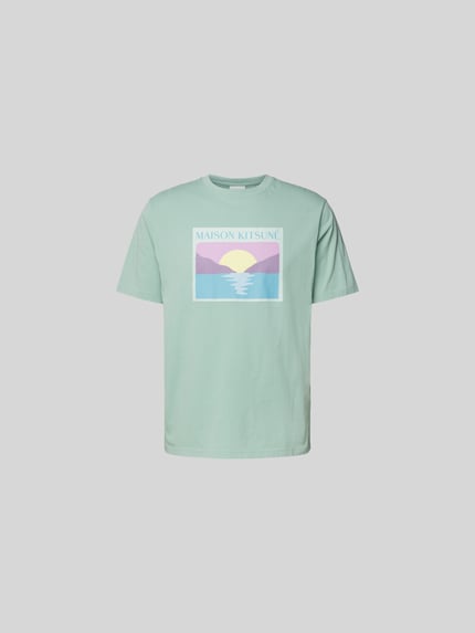 MAISON KITSUNÉ T-Shirt mit Label-Stitching Mint 2