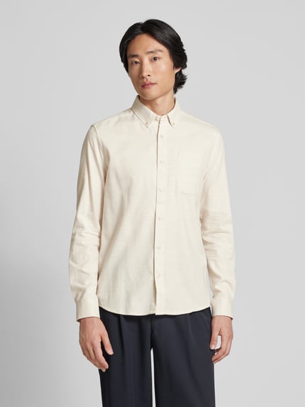 KnowledgeCotton Apparel Custom Fit Freizeithemd mit Button-Down-Kragen Hellgrau 4