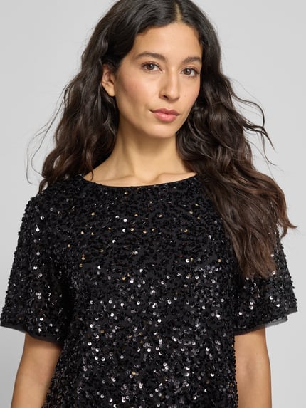 COMMA Blouseshirt met pailletten Zwart - 3