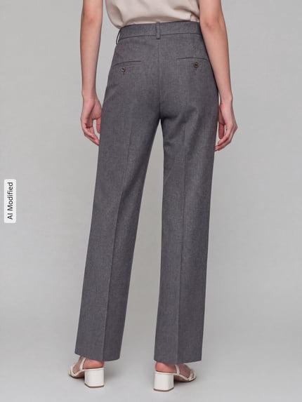 Vrouwenmodel draagt Regular fit chino uit wol-mix met viscose-aandeel model 'LUCA' van SEDUCTIVE, Dames chino, volledige achteraanzicht