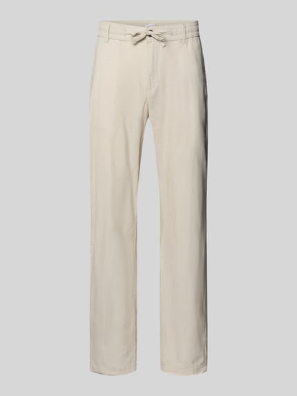 Hose aus Leinen-Baumwoll-Mix mit elastischem Bund Shop The Look MANNEQUINE