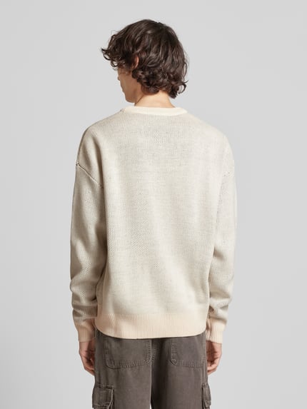 REVIEW Sweter z dzianiny z wyhaftowanym logo Écru 5