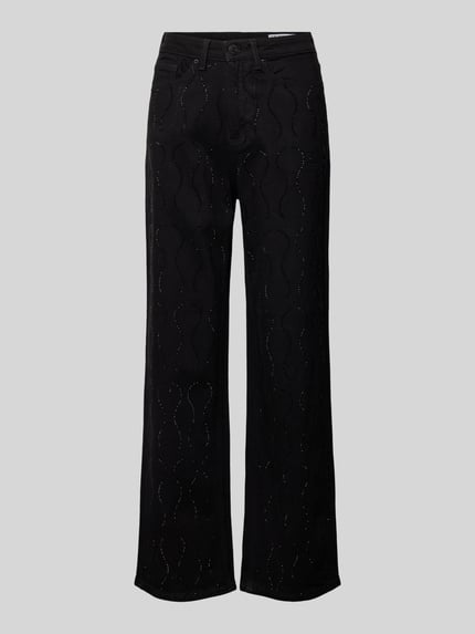 VERO MODA High Rise Jeans mit Strassstein-Besatz Modell 'TESSA' Black 2