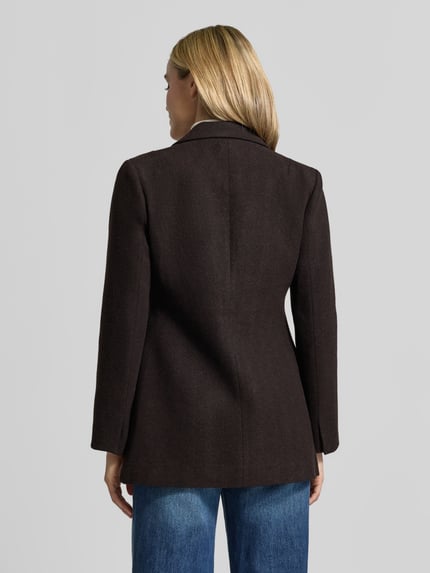 Neo Noir Regular Fit Longblazer aus Wolle mit Paspeltaschen Dunkelbraun 5