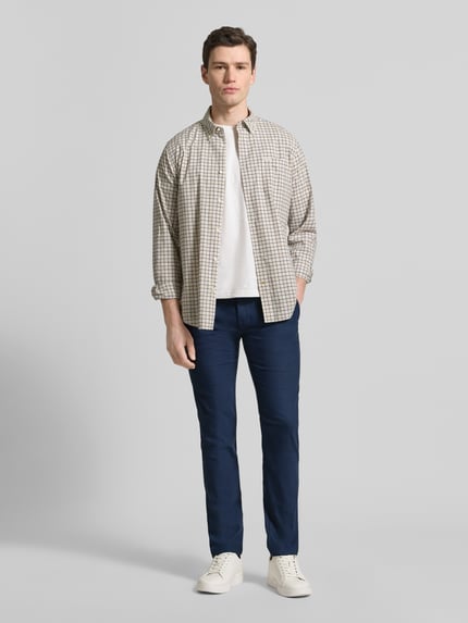 BOSS Orange Slim Fit Chino aus Baumwoll-Mix mit Leinen und Viskose-Anteil Marine 1