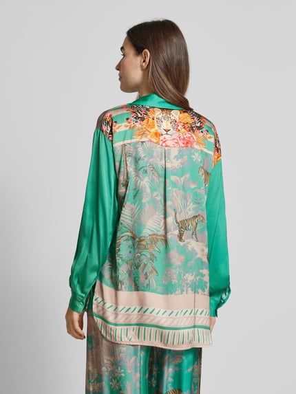 miss goodlife Regular Fit Hemdbluse mit Umlegekragen Modell 'Tiger in the Jungle' Gruen 5