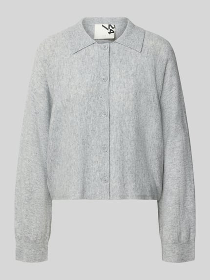 OPUS Regular Fit Strickjacke aus reiner Wolle Modell 'Dulena' Hellgrau 2