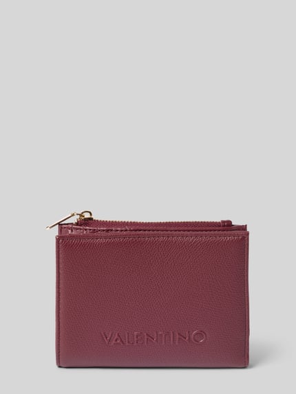 Produktfoto, Portemonnaie mit Logo-Prägung Modell 'BIANKA RE' von Valentino Bags, unifarben, rechteckig, Reißverschluss, feine Lederstruktur