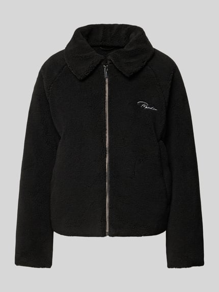 PEGADOR Jacke aus Teddyfell mit Label-Stitching Modell 'LAJA' Black 2