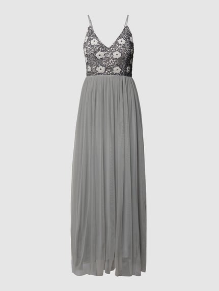 Lace & Beads Abendkleid mit Pailletten und Ziersteinen Dunkelgrau 2