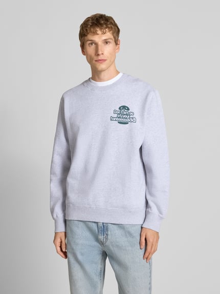 Edwin Sweatshirt met statementprint, model 'TAKUNI' Lichtgrijs gemêleerd - 5