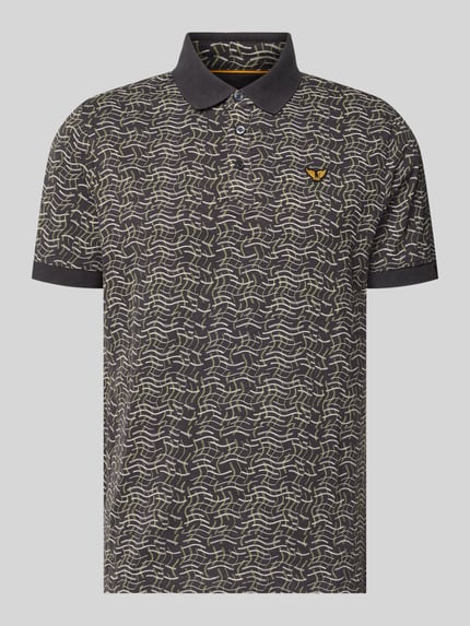 Produktfoto, Slim Fit Poloshirt im Allover-Look von PME Legend aus Baumwoll-Elasthan-Mix, mit Knopfleiste und Label-Stitching.