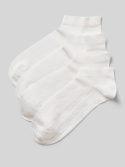Produktfoto, Slim Fit Socken aus Viskose-Mix im 4er-Pack von Christian Berg Men, weiße Socken mit feiner Struktur, Knöchellänge, Herren