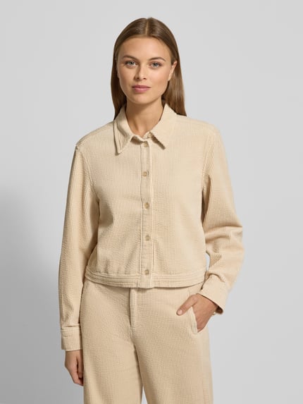 mbyM Regular Fit Cord-Hemdbluse mit Knopfleiste Modell 'Azzuri' Beige 4