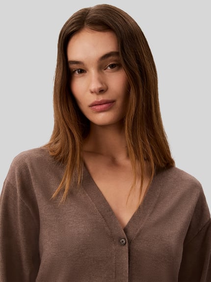 Calvin Klein Womenswear Regular Fit Strickjacke aus Viskose-Mix  Mittelbraun Mel 3