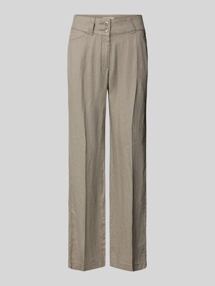 Produktfoto, Leinenhose mit Eingrifftaschen von Christian Berg Woman in Beige, gerade Passform, sichtbare Knöpfe, glatte Leinenstruktur